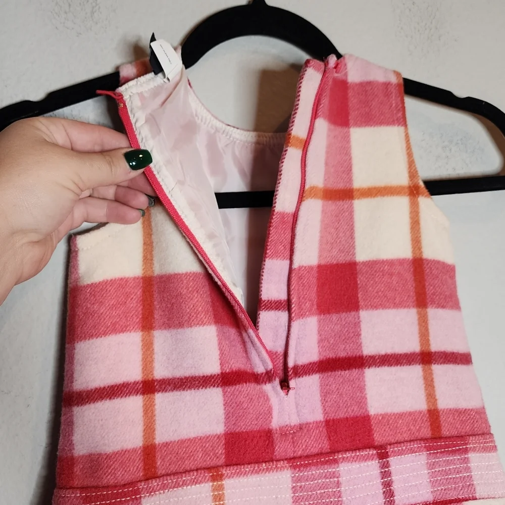 Gap‎ Wool Pink Plaid Sleeveless Dress Kids Size 4 Lined Pockets